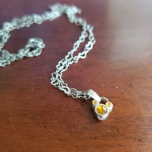 Mickey mouse November birthstone silver heart chain 16" necklace